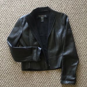 DONNA KARAN 100% LAMBSKIN SOFT BLACK MOTO JACKET